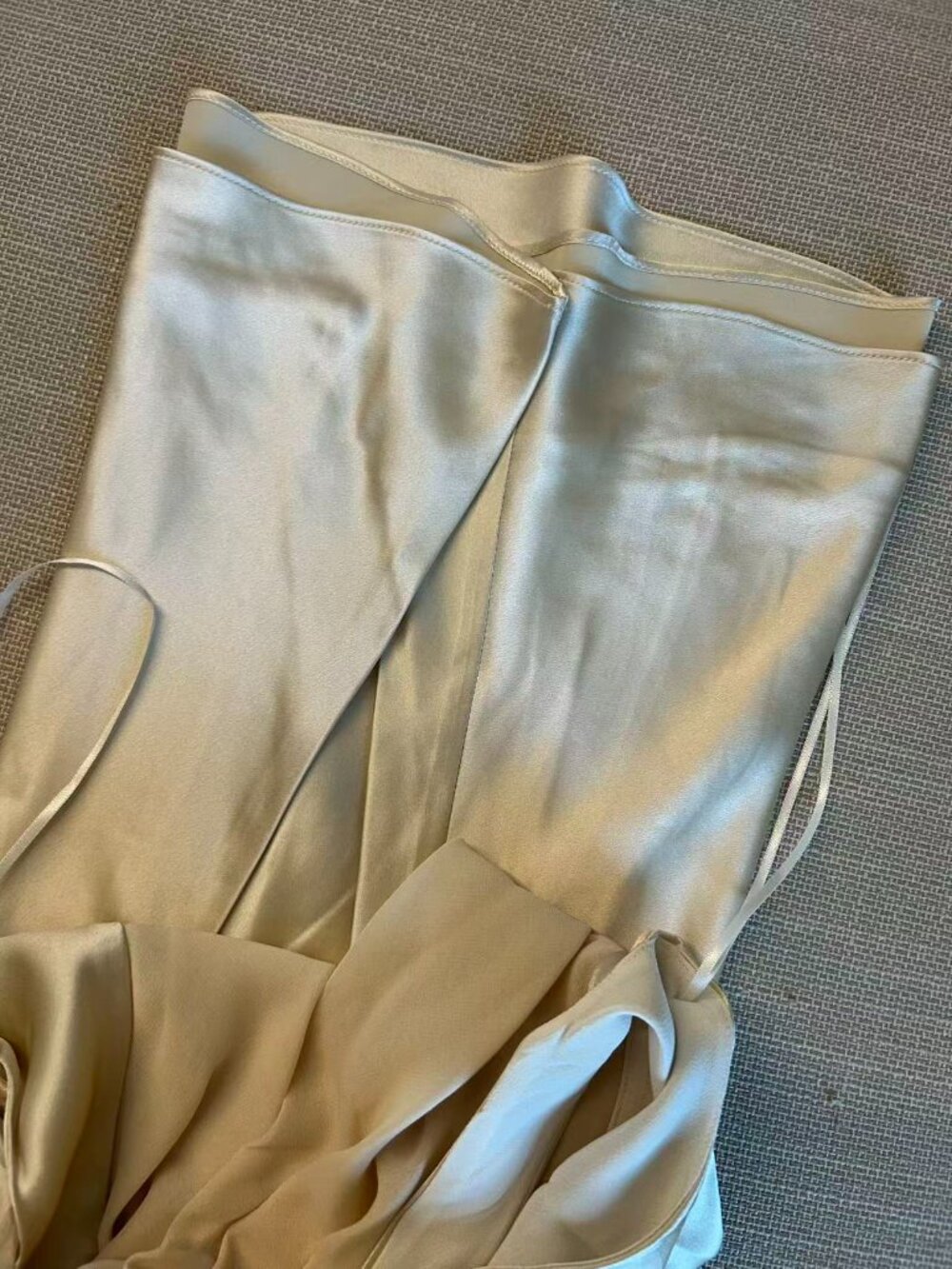 Reformation Satin Mini Dress in Champagne Cream - Picture 6 of 9